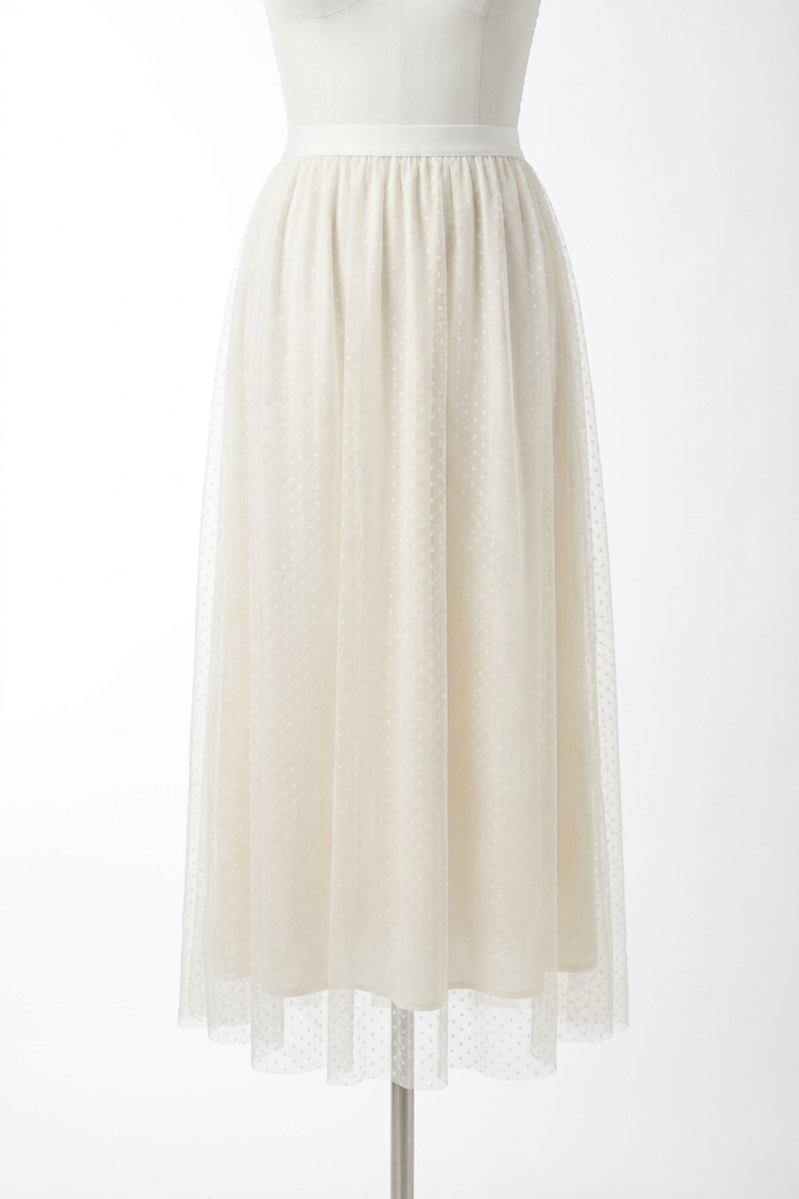 NEW COMPANIA FANTASTICA polka dot midi skirt in ecru